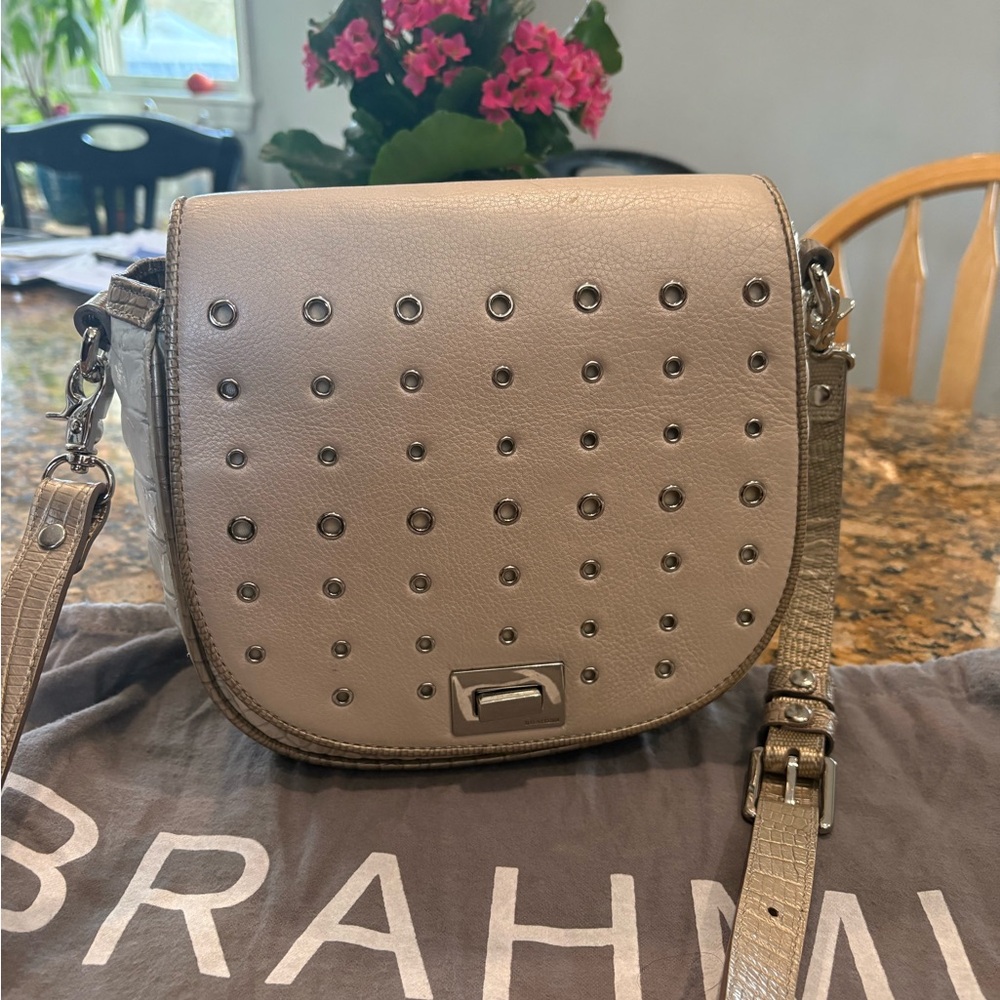 Brahmin Cream Crossbody Bag with gromet Detailing - Picture 4 of 12